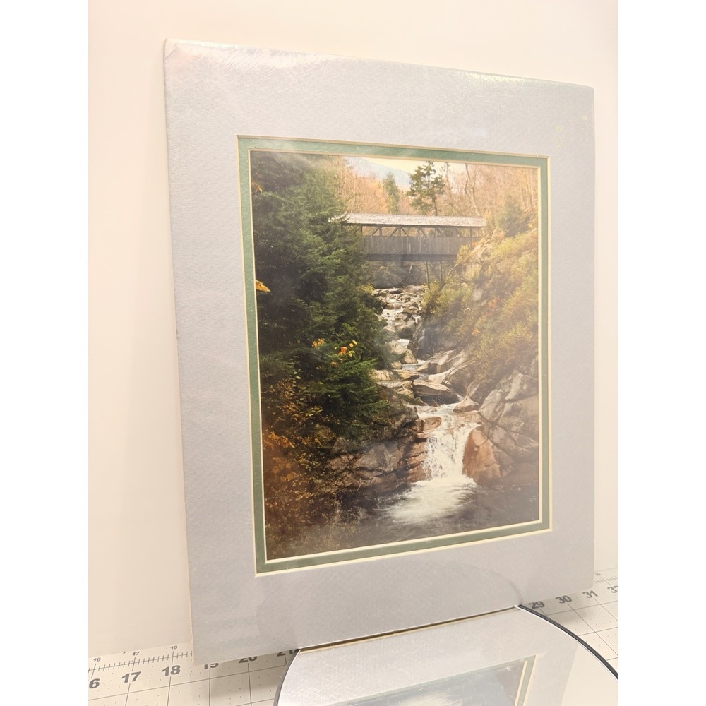Bonnie Strickland Covered Bridge Waterfall Nature Photography Matted 11x14